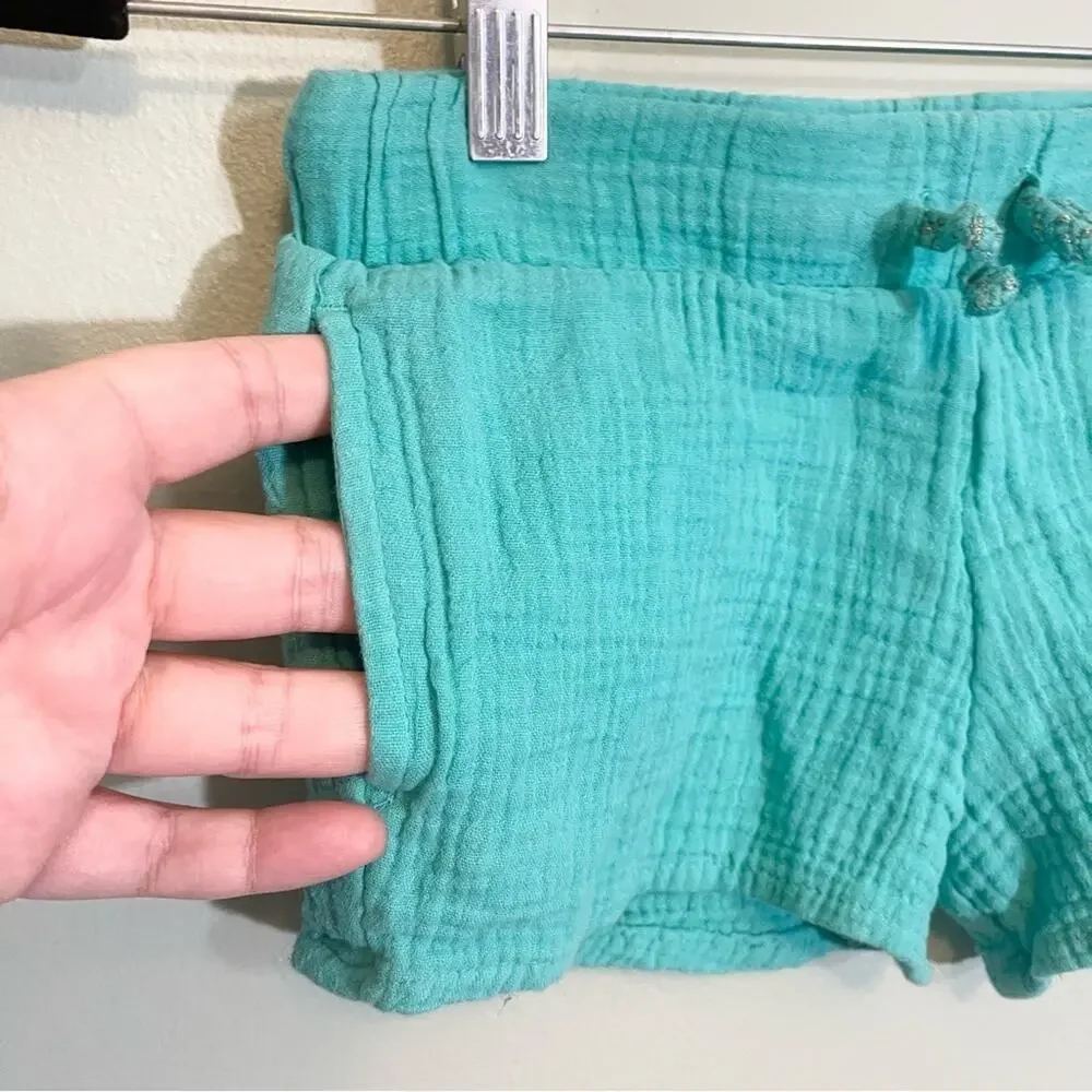 Cat & Jack Girls Cotton Elastic Drawcord Waist Pockets Pull-On Shorts‎ Teal 4T